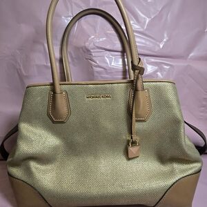 Michael Kors Gold and Tan Satchel